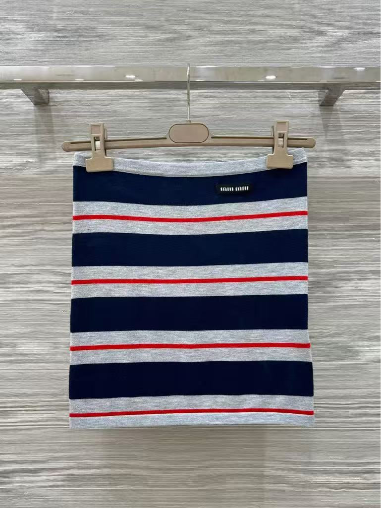25 new Striped contrast knitted tube top