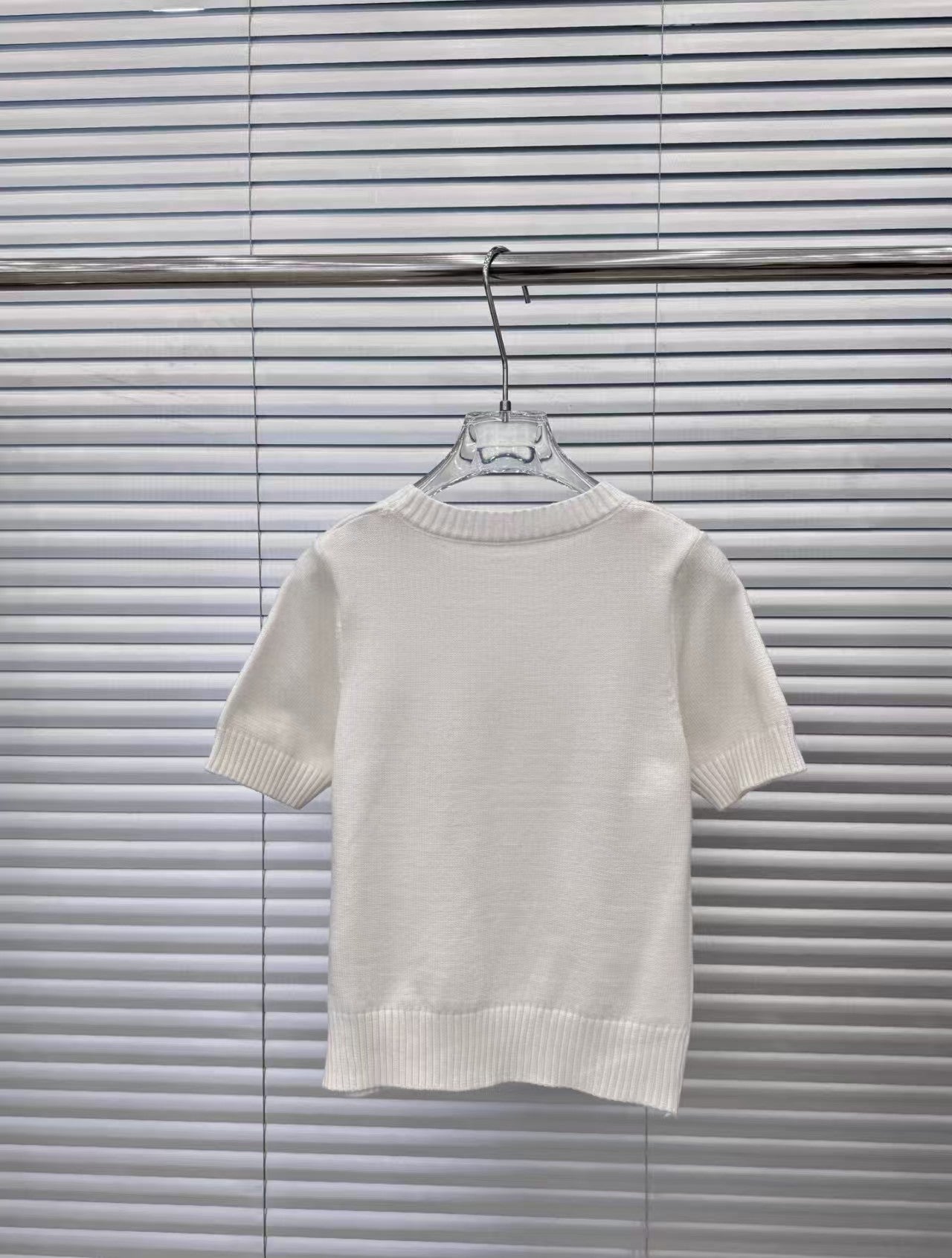 25 New double C letter sequin embroidery round neck short sleeves