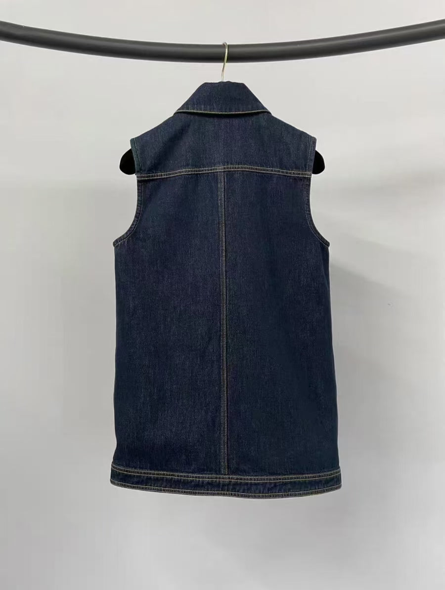 2025 new original color denim vest jacket