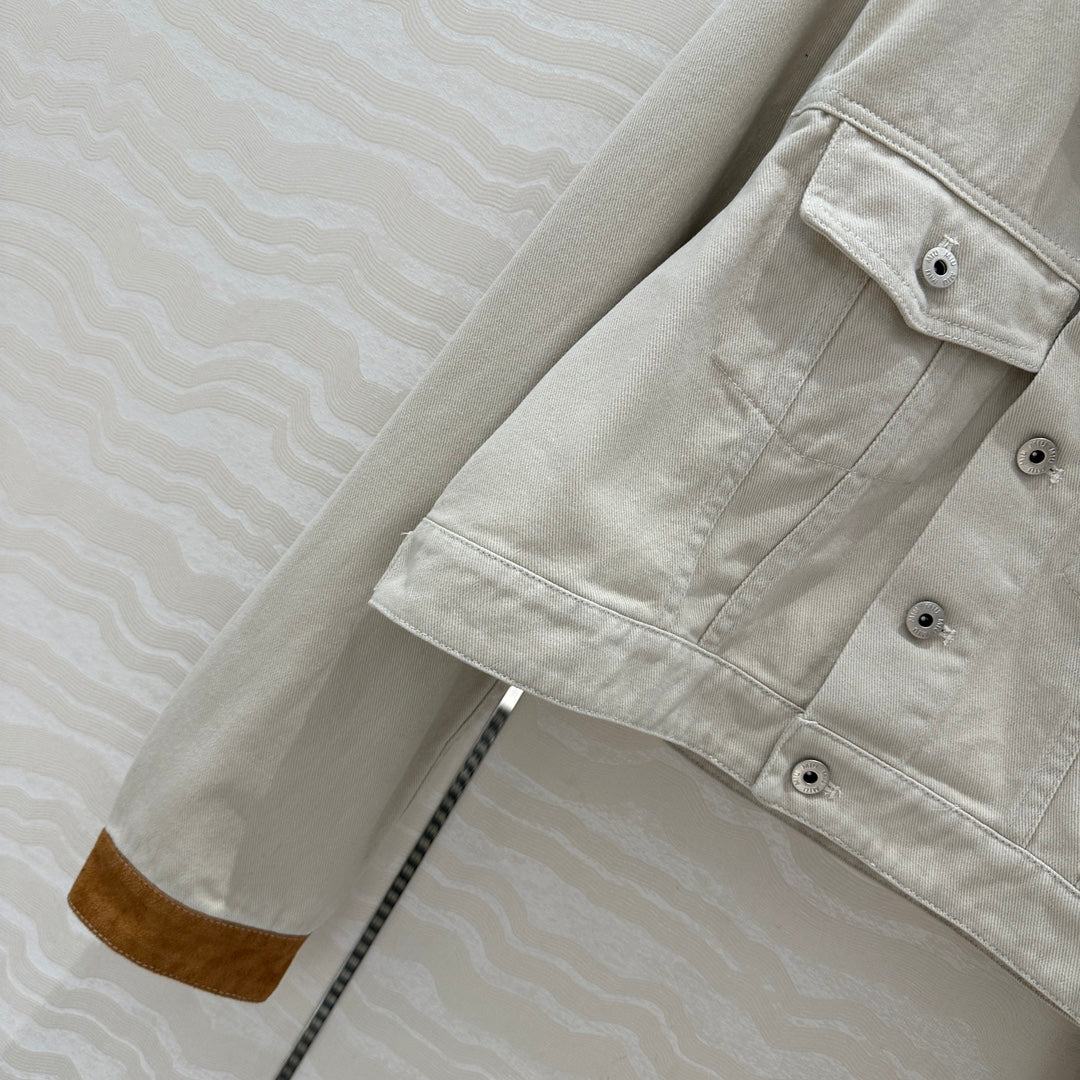 25 new contrast color hemming denim jacket + same style denim shorts