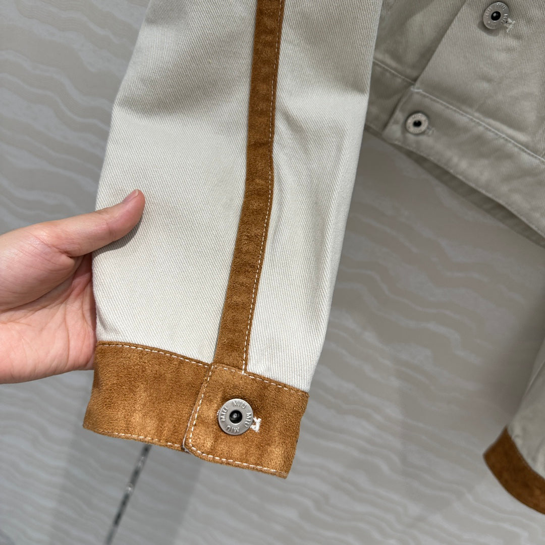 25 new contrast color hemming denim jacket + same style denim shorts
