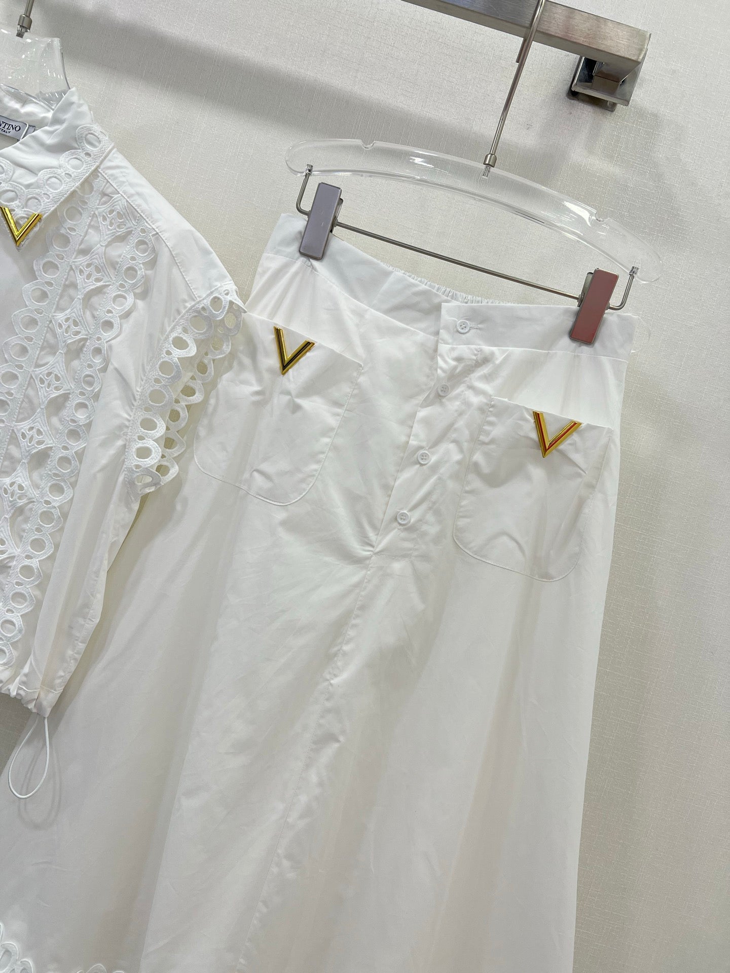 25 New style skirt collar with water-soluble flower hollow hem and drawstring top ➕ Skirt