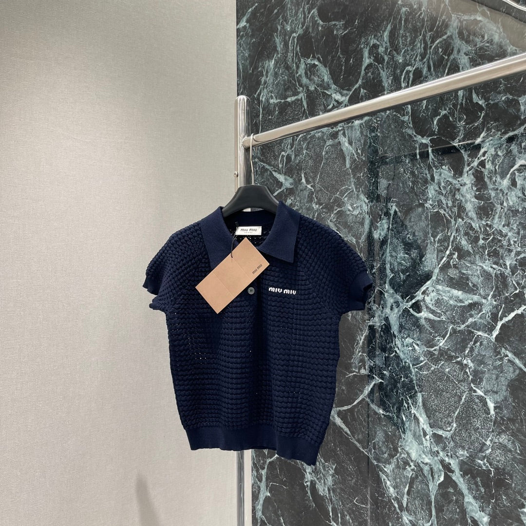 2025 Summer New Lapel Knitted Short Sleeves