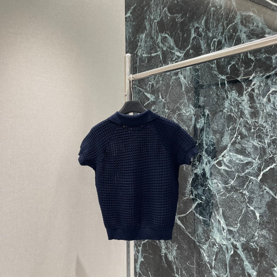 2025 Summer New Lapel Knitted Short Sleeves