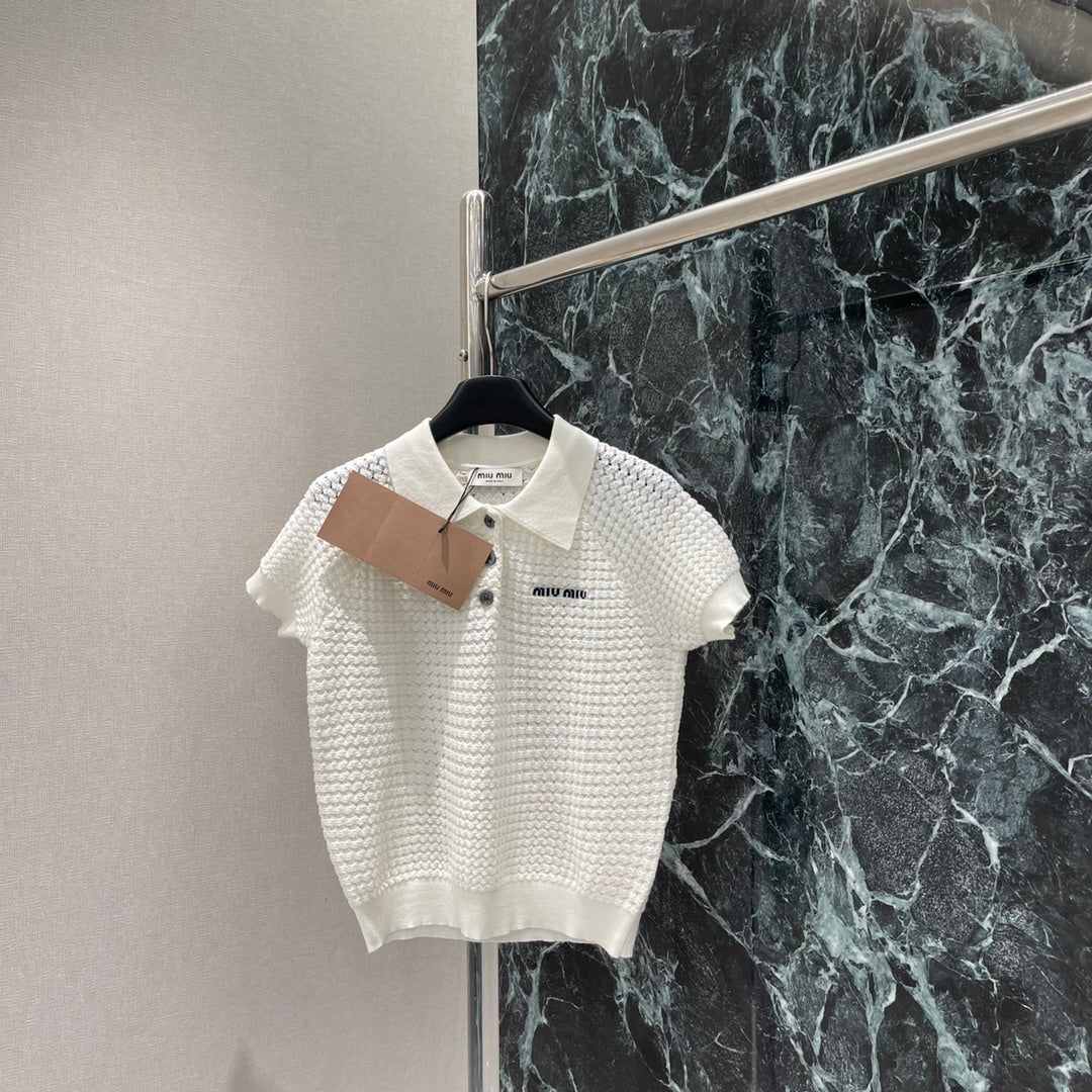 2025 Summer New Lapel Knitted Short Sleeves