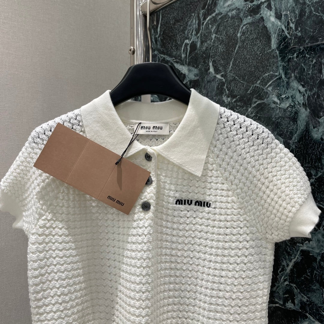 2025 Summer New Lapel Knitted Short Sleeves