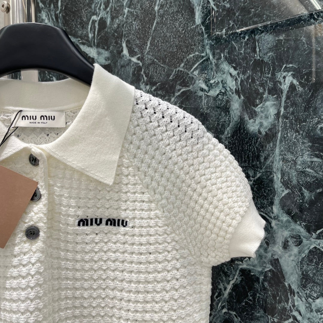 2025 Summer New Lapel Knitted Short Sleeves