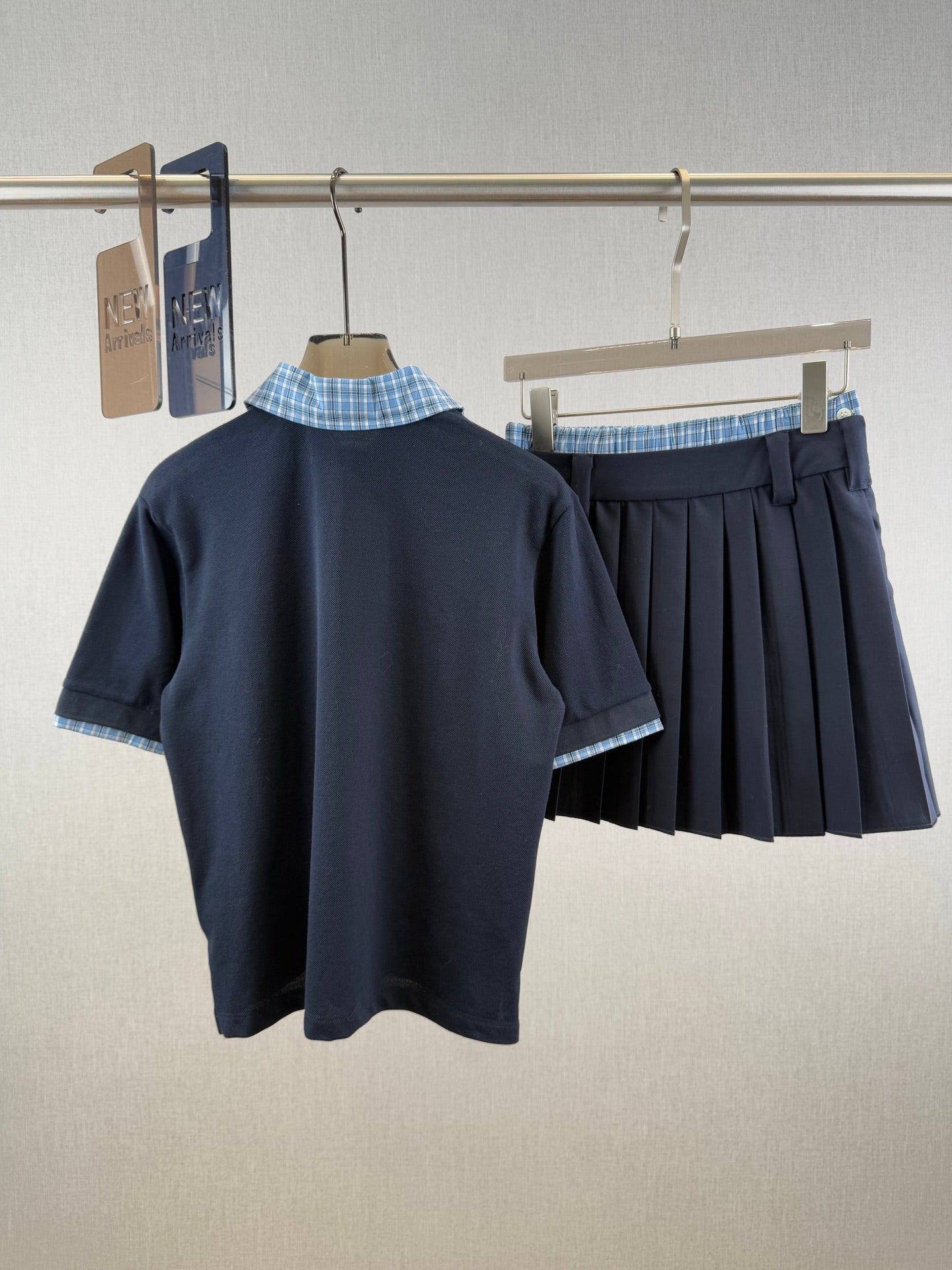 25 new fake two-piece Polo collar short sleeve + splicing short skirt