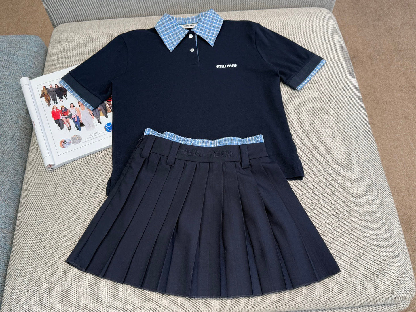 25 new fake two-piece Polo collar short sleeve + splicing short skirt