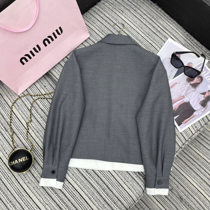 New contrast white edge design lapel jacket suit