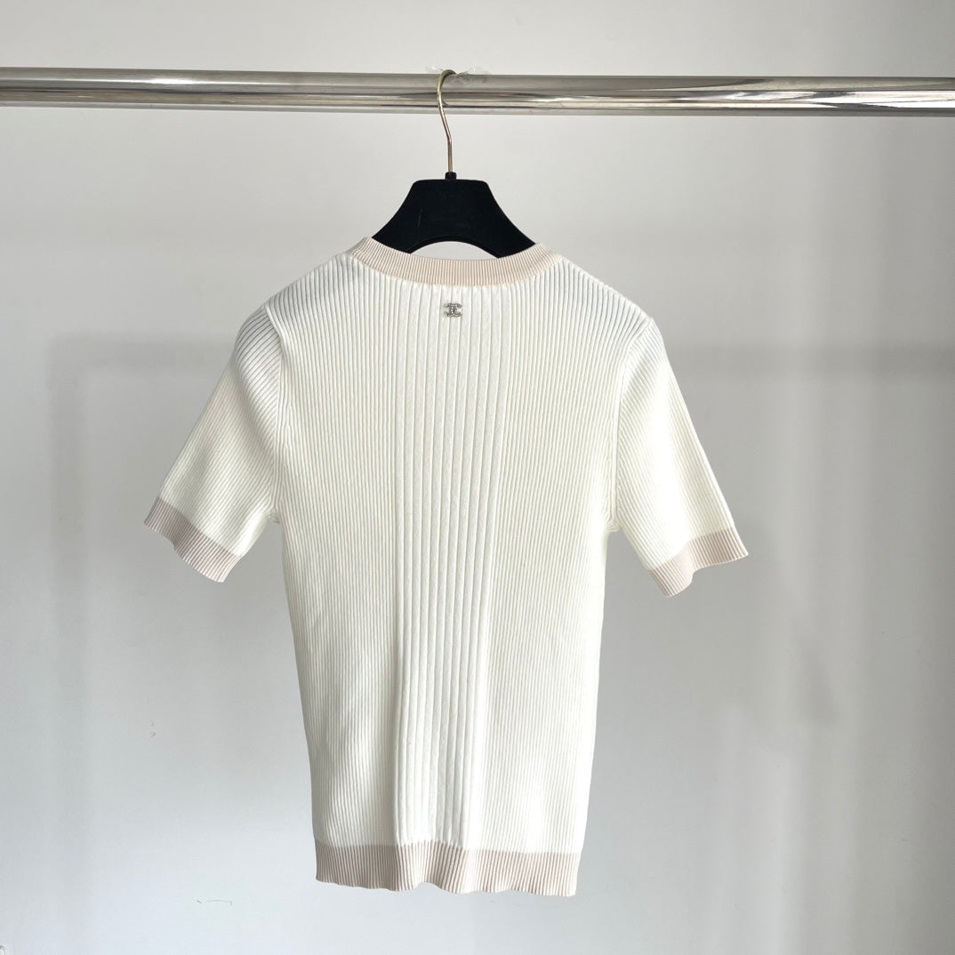 25 Letter Embroidery Fashion Casual Short Sleeve Knit Cardigan