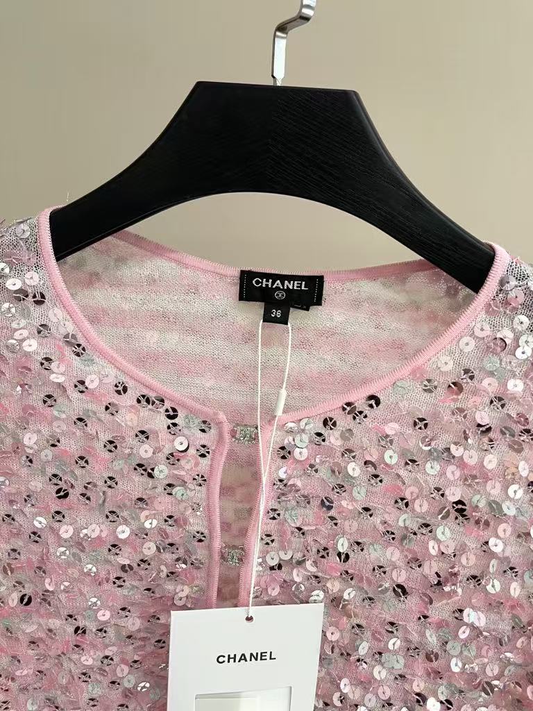 c 25 Pink bead cardigan