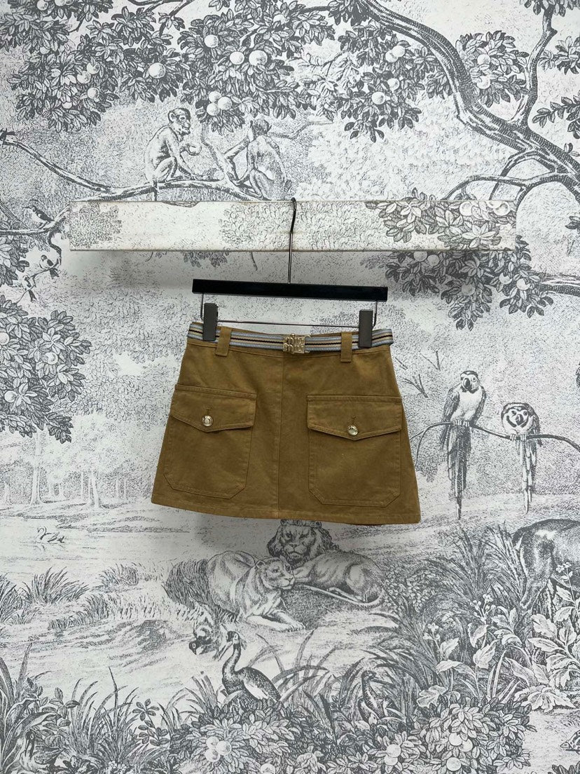 25 new Ribbon belt short skirt
