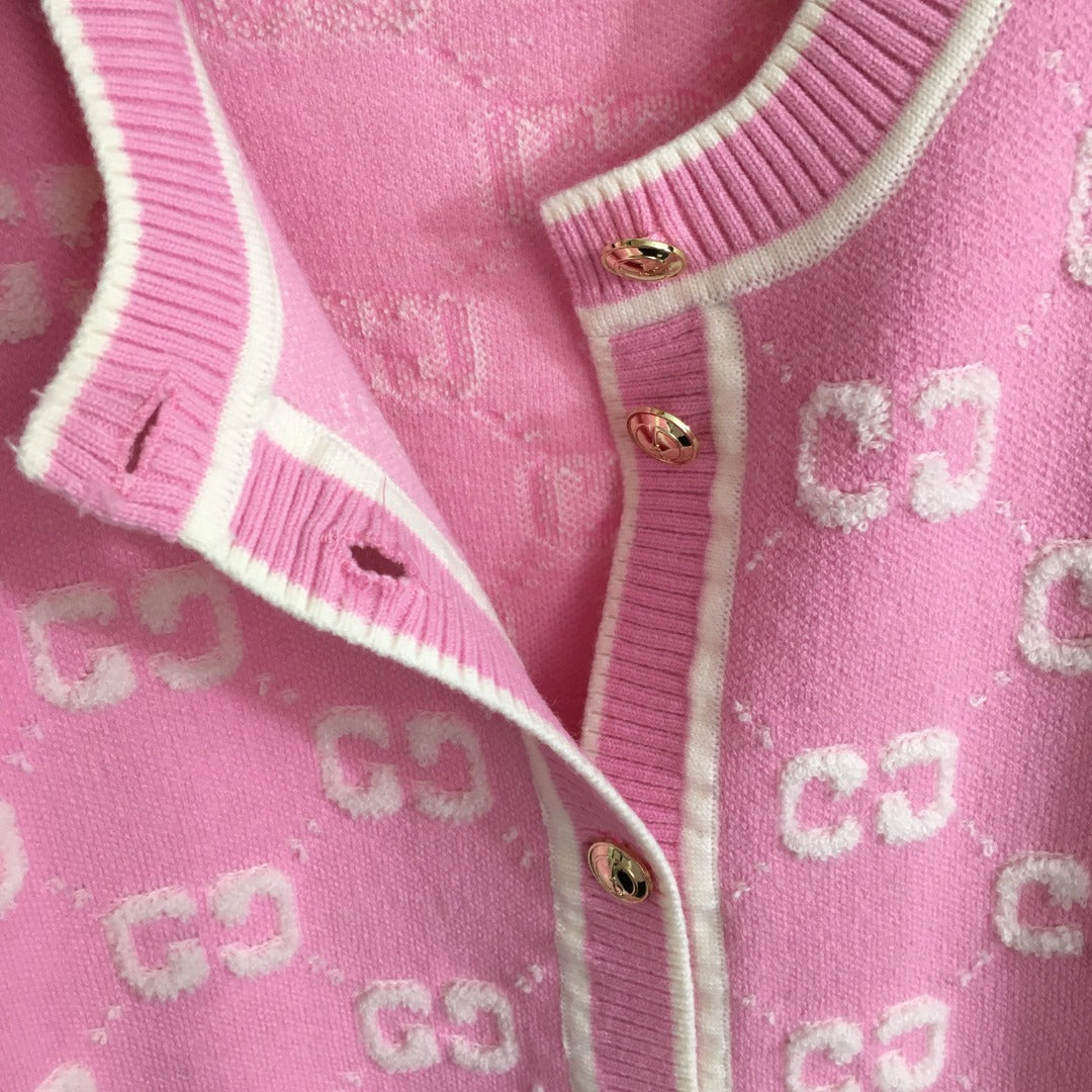 Plush GG letter jacquard single-breasted long-sleeved wool knitted cardigan jacket