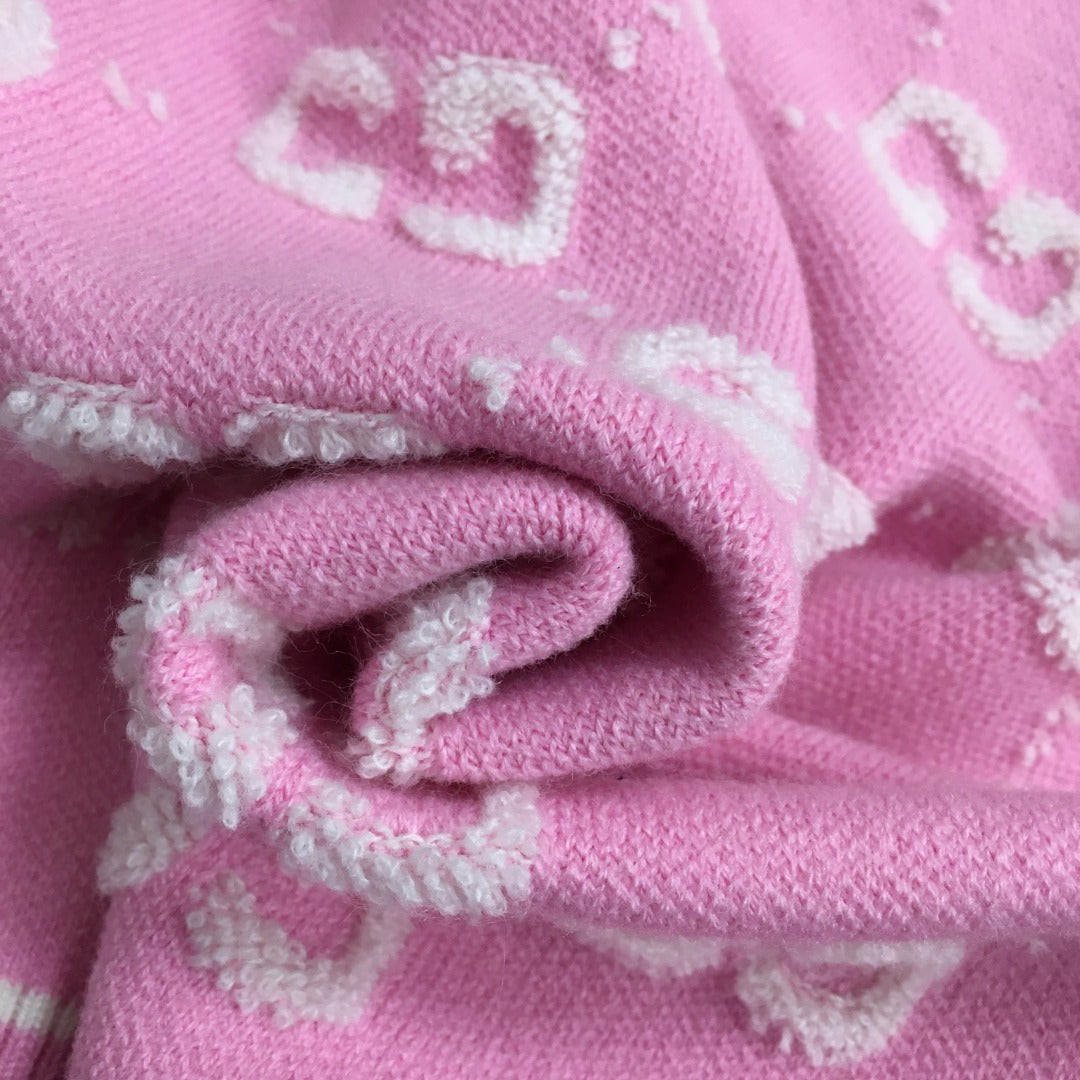 Plush GG letter jacquard single-breasted long-sleeved wool knitted cardigan jacket