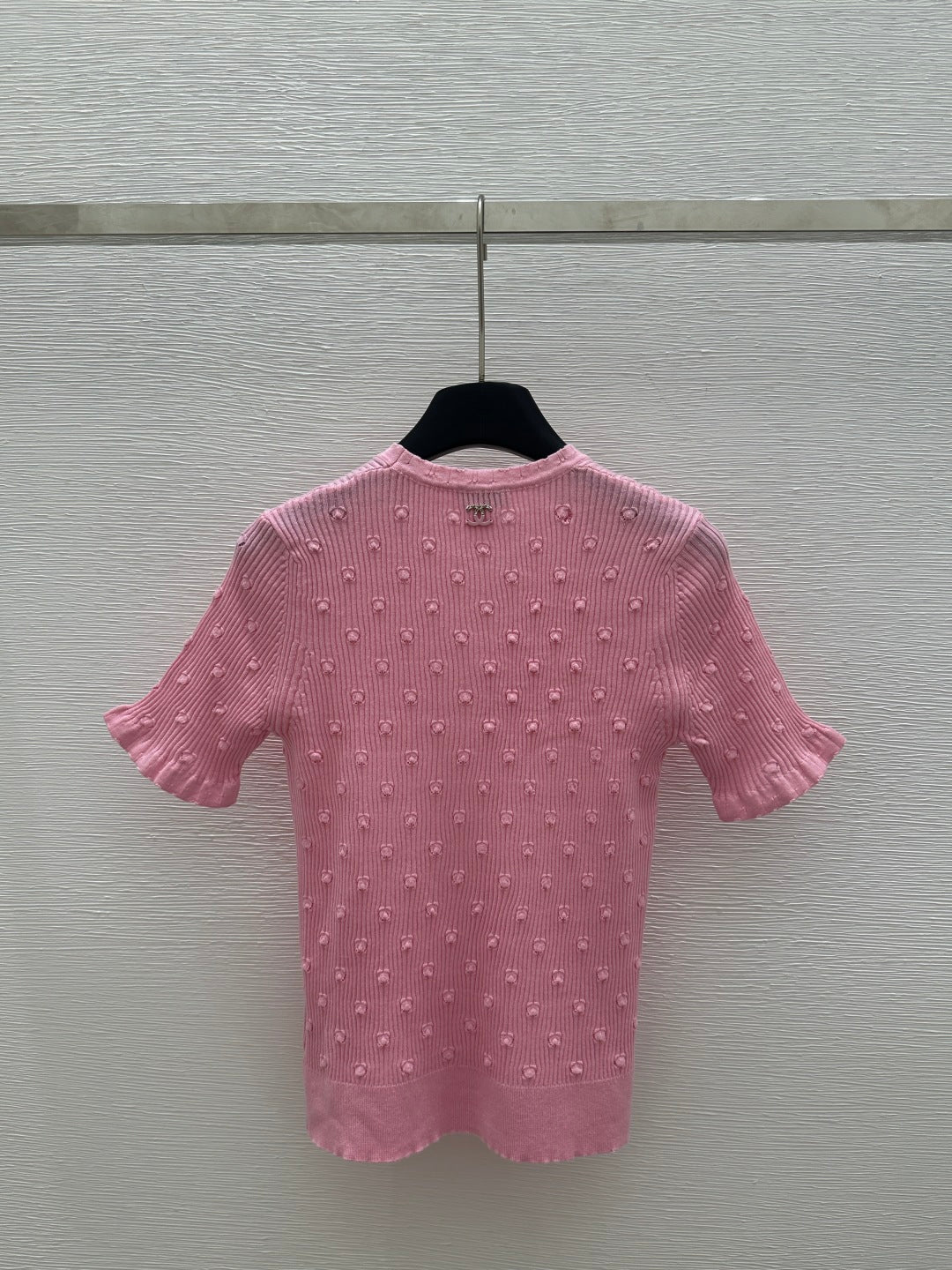 25 Early Spring New Style Solid Color Round Neck Hollow Knitted Short Sleeve