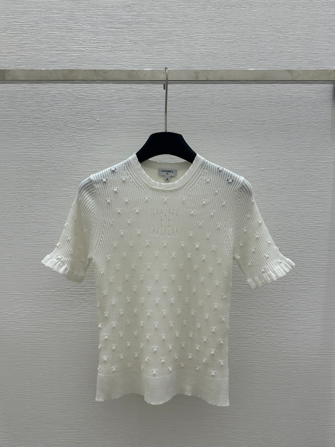 25 Early Spring New Style Solid Color Round Neck Hollow Knitted Short Sleeve
