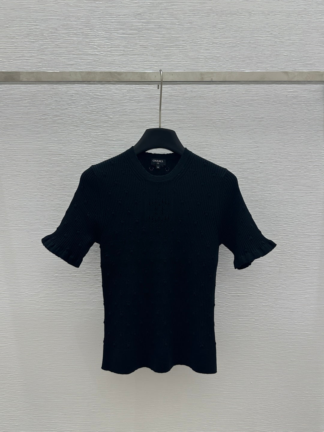25 Early Spring New Style Solid Color Round Neck Hollow Knitted Short Sleeve