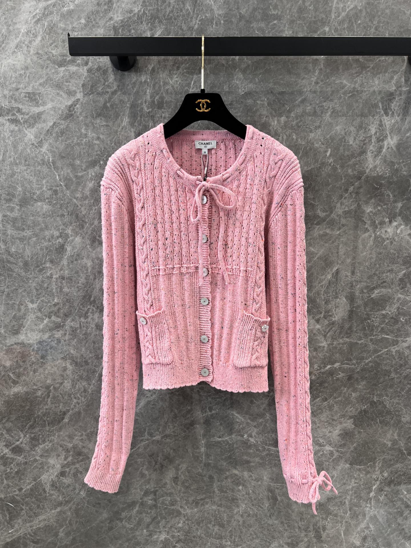 25Ss Early Spring New Product Heavy Craft Lace-up Pollen Cardigan