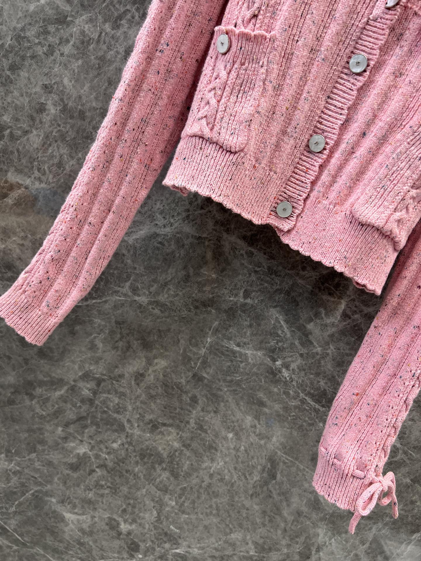 25Ss Early Spring New Product Heavy Craft Lace-up Pollen Cardigan