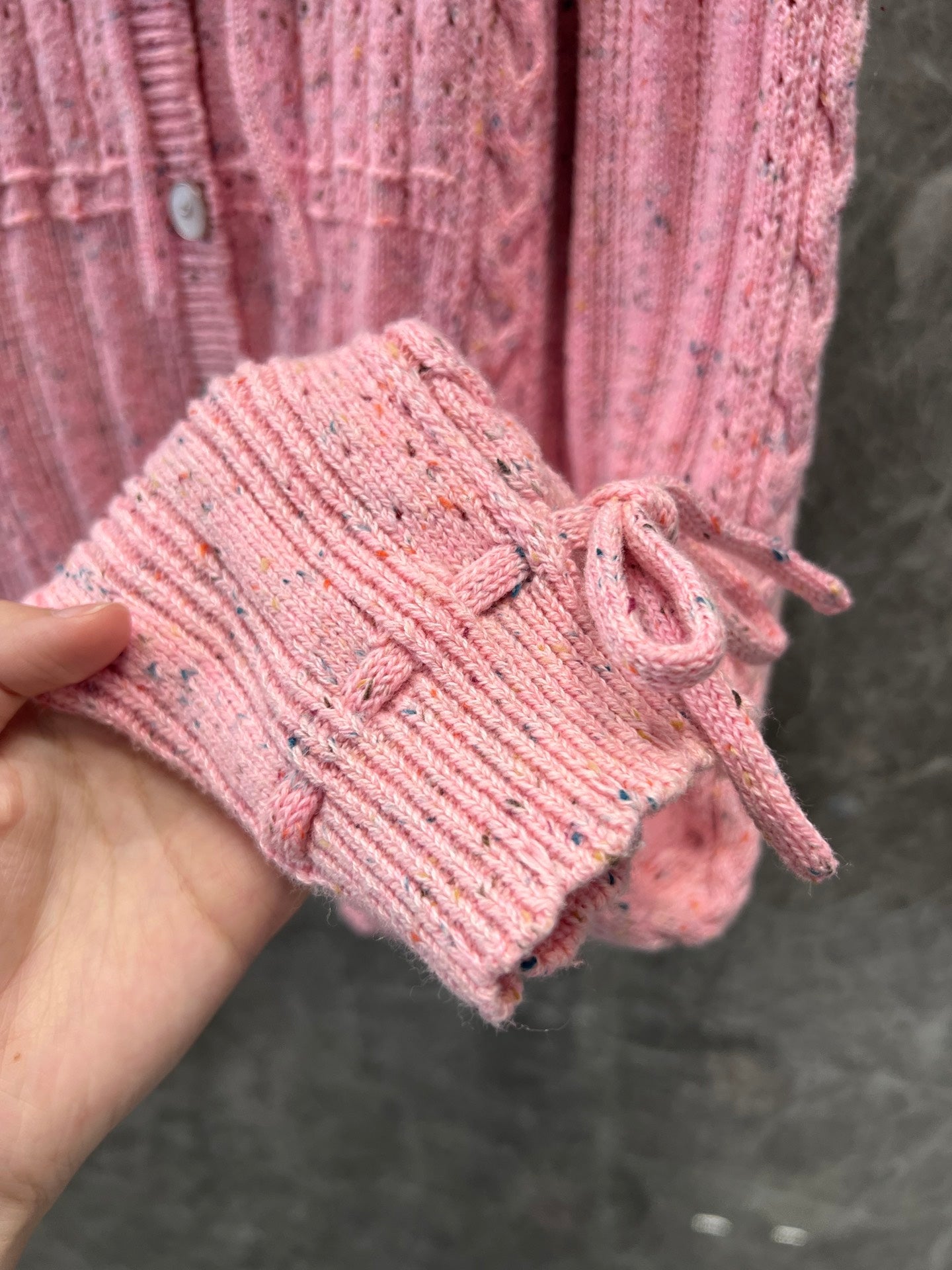 25Ss Early Spring New Product Heavy Craft Lace-up Pollen Cardigan