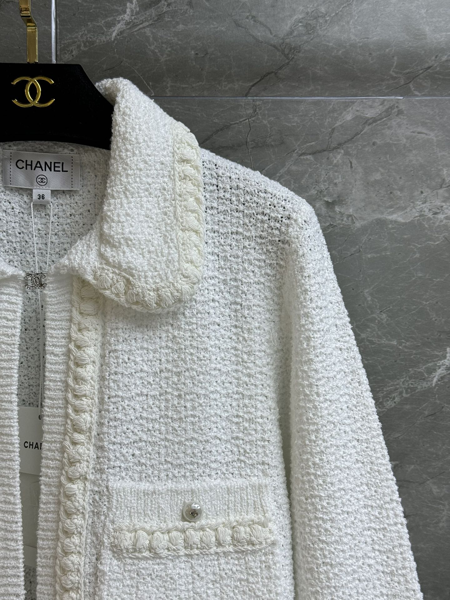 2025 Spring and Summer New Pearl Doll Collar Cardigan