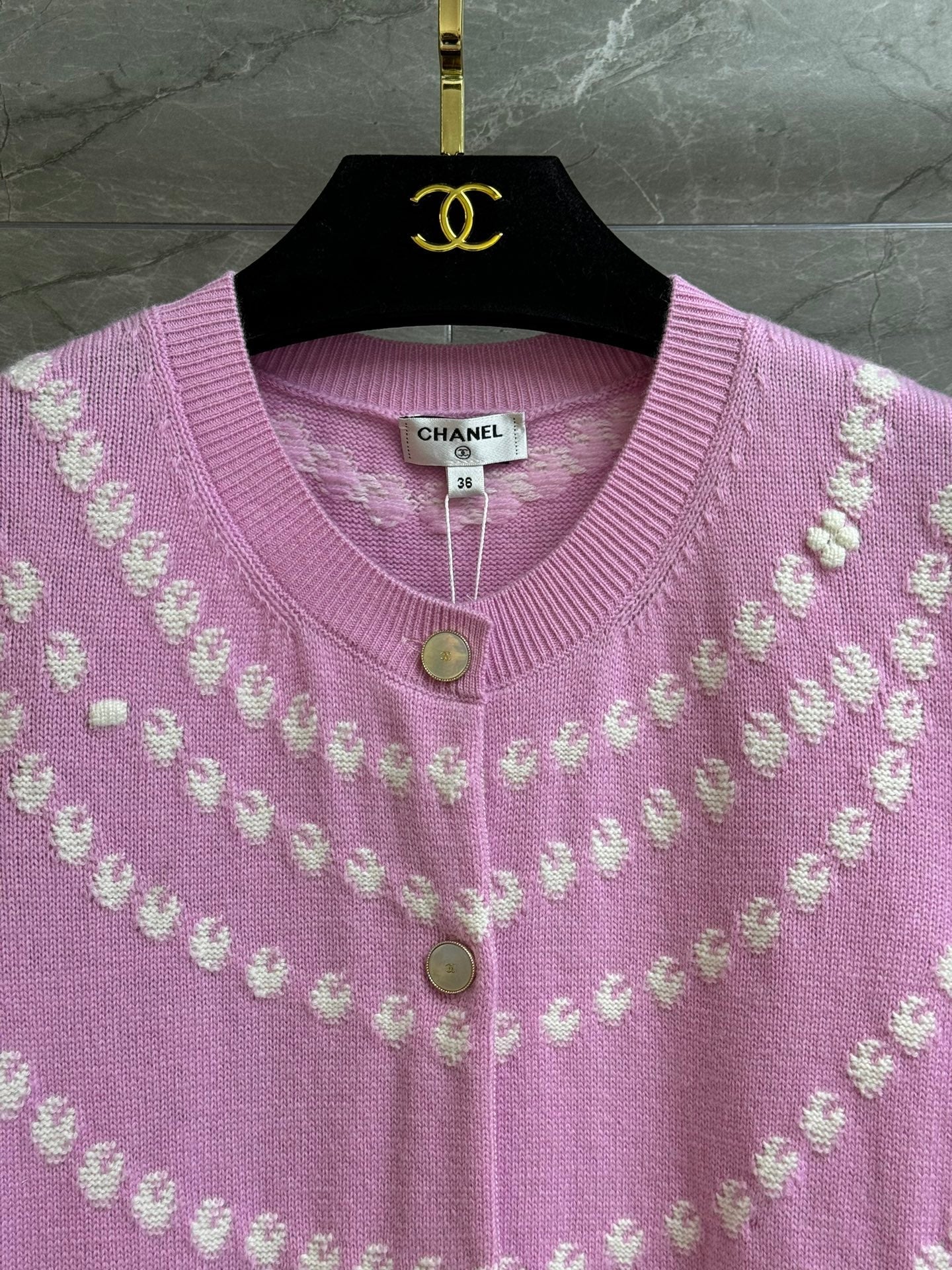 2025 Spring and Summer New Pink Pocket Beaded Cardigan