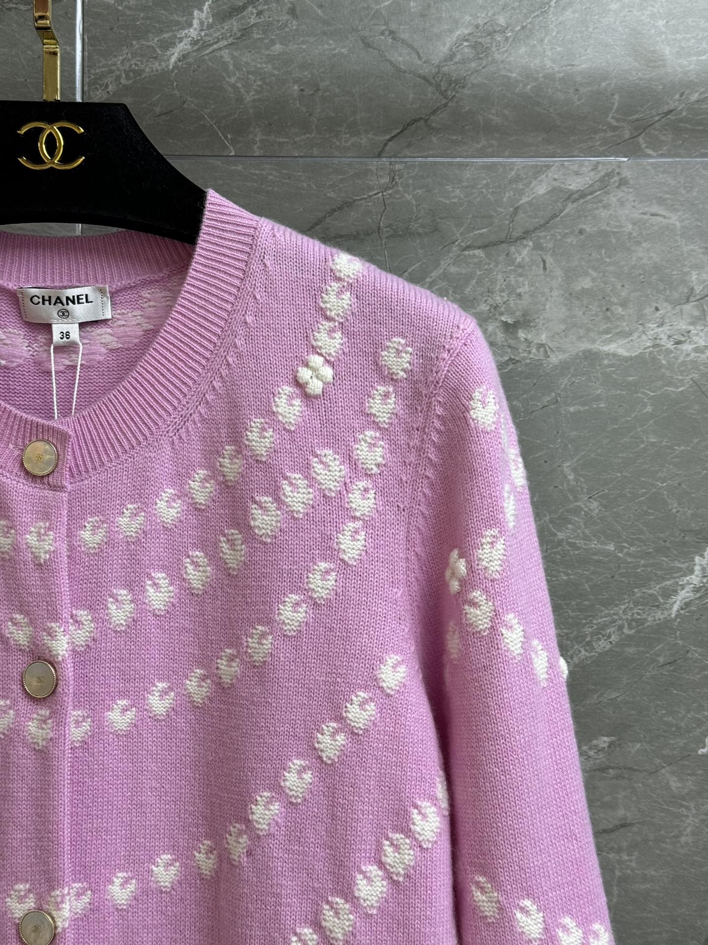 2025 Spring and Summer New Pink Pocket Beaded Cardigan