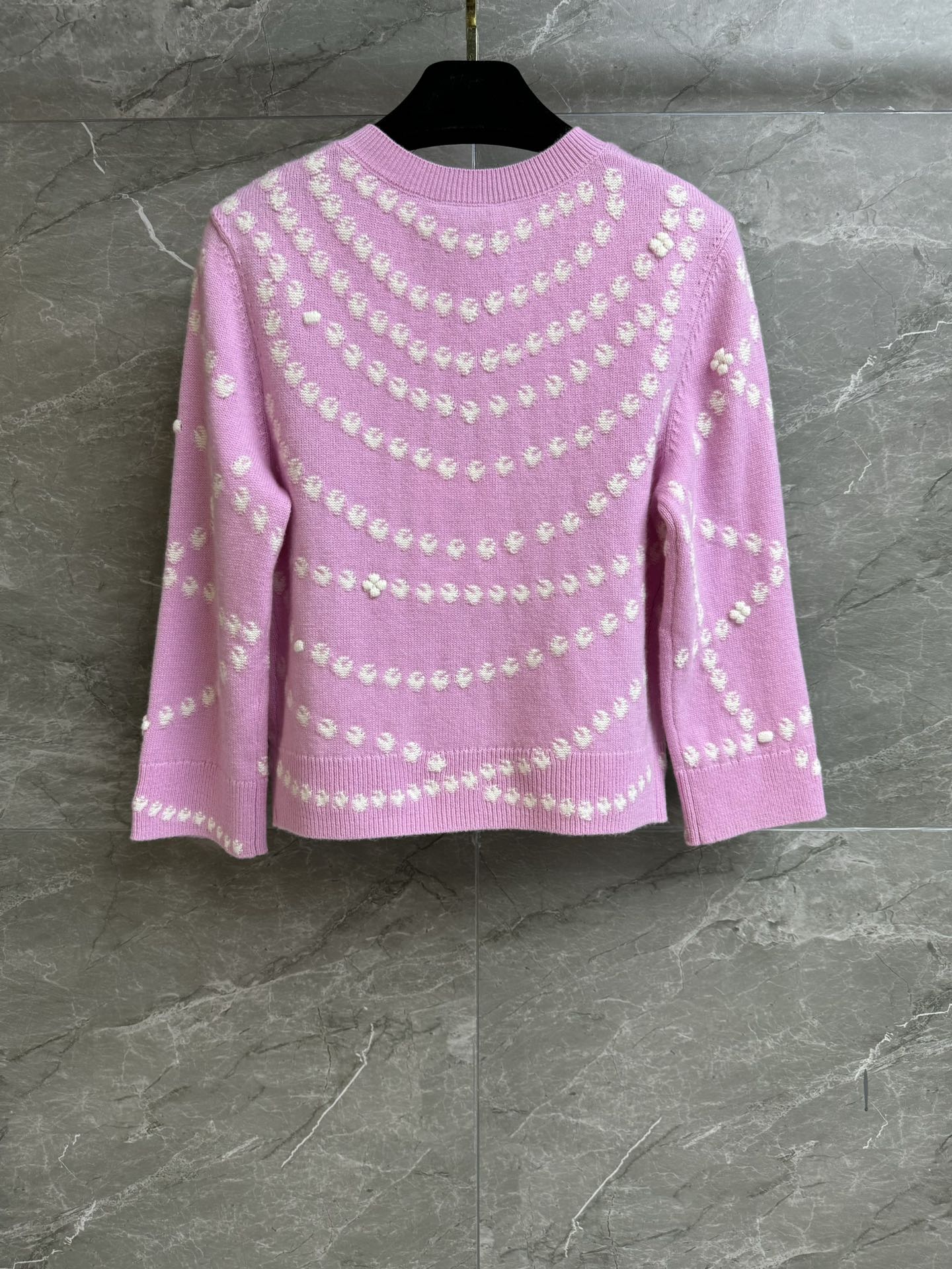 2025 Spring and Summer New Pink Pocket Beaded Cardigan