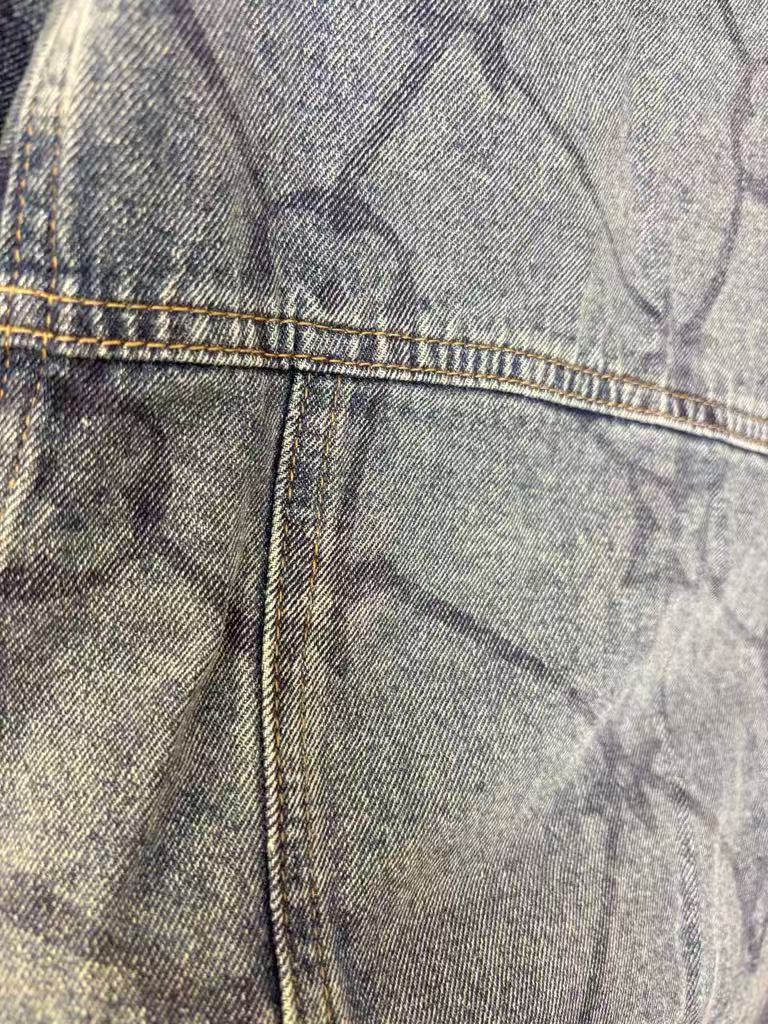 25 Heavy duty washed classic all over print embroidered jacquard denim jacket