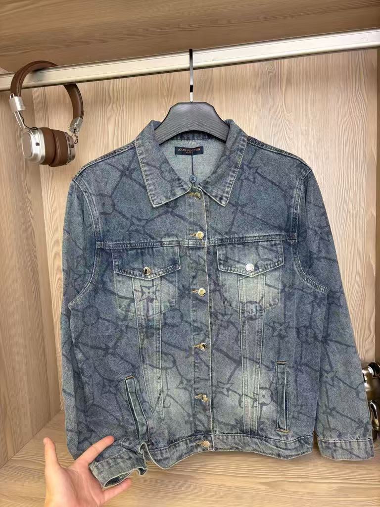 25 Heavy duty washed classic all over print embroidered jacquard denim jacket