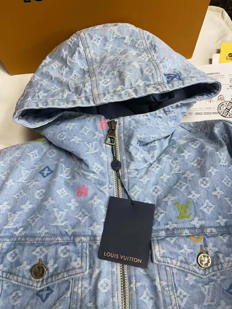 25 Fall and Winter Old Flower Full Print Denim Jacket Coat