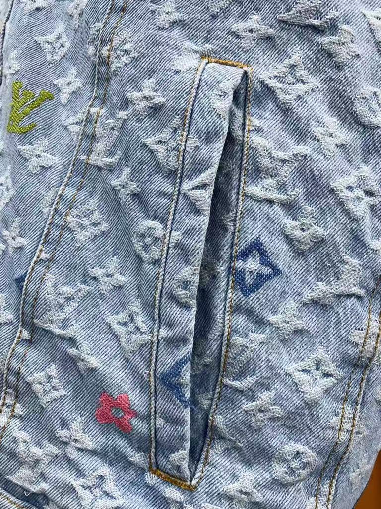 25 Fall and Winter Old Flower Full Print Denim Jacket Coat