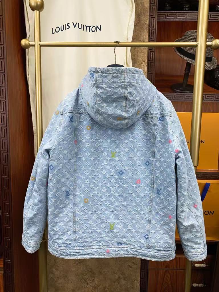 25 Fall and Winter Old Flower Full Print Denim Jacket Coat