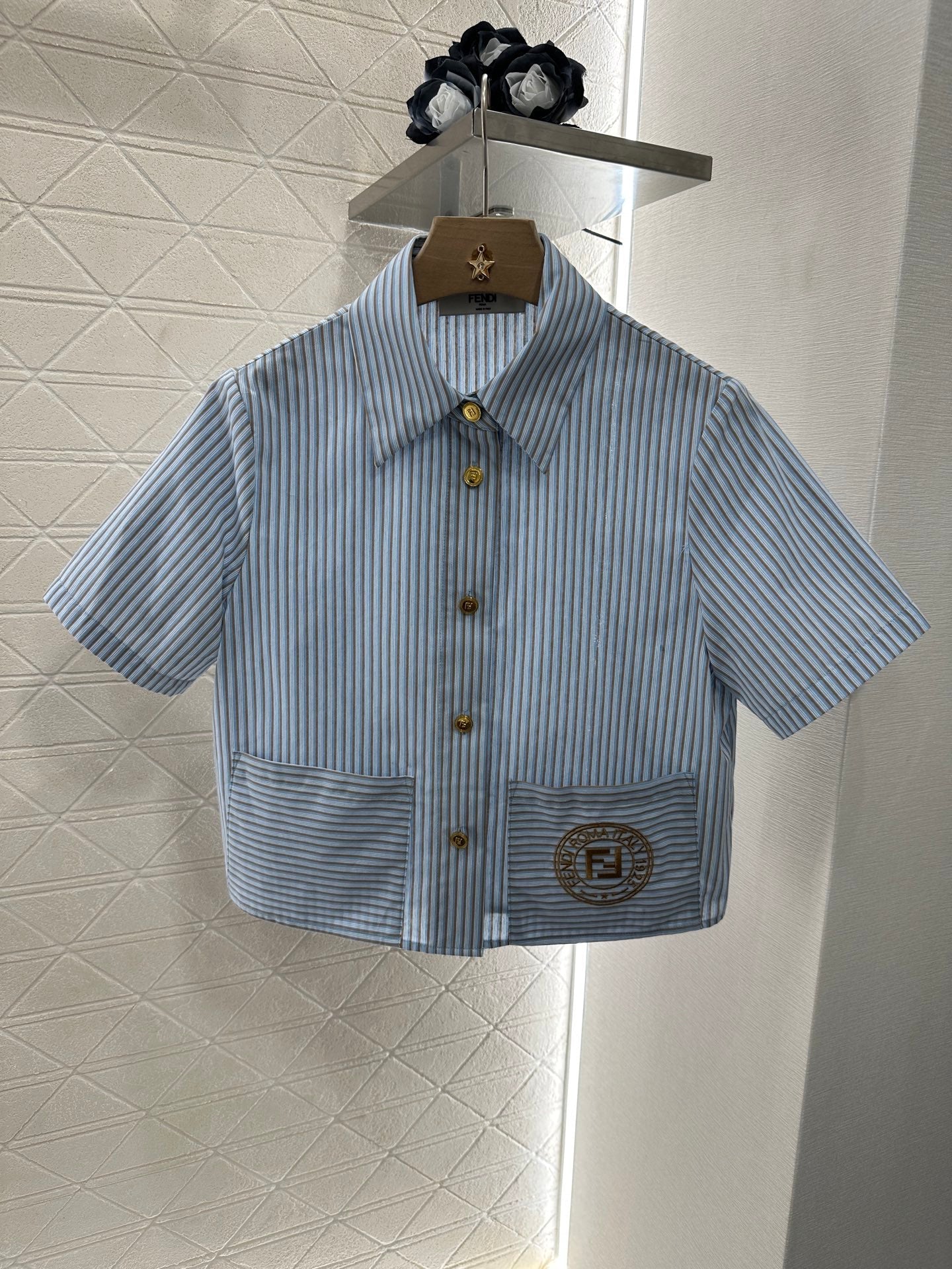 25 Stripe Short Sleeve Shirt Shorts Set
