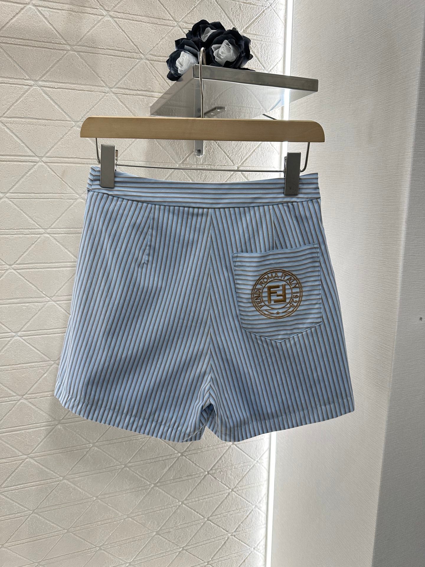 25 Stripe Short Sleeve Shirt Shorts Set