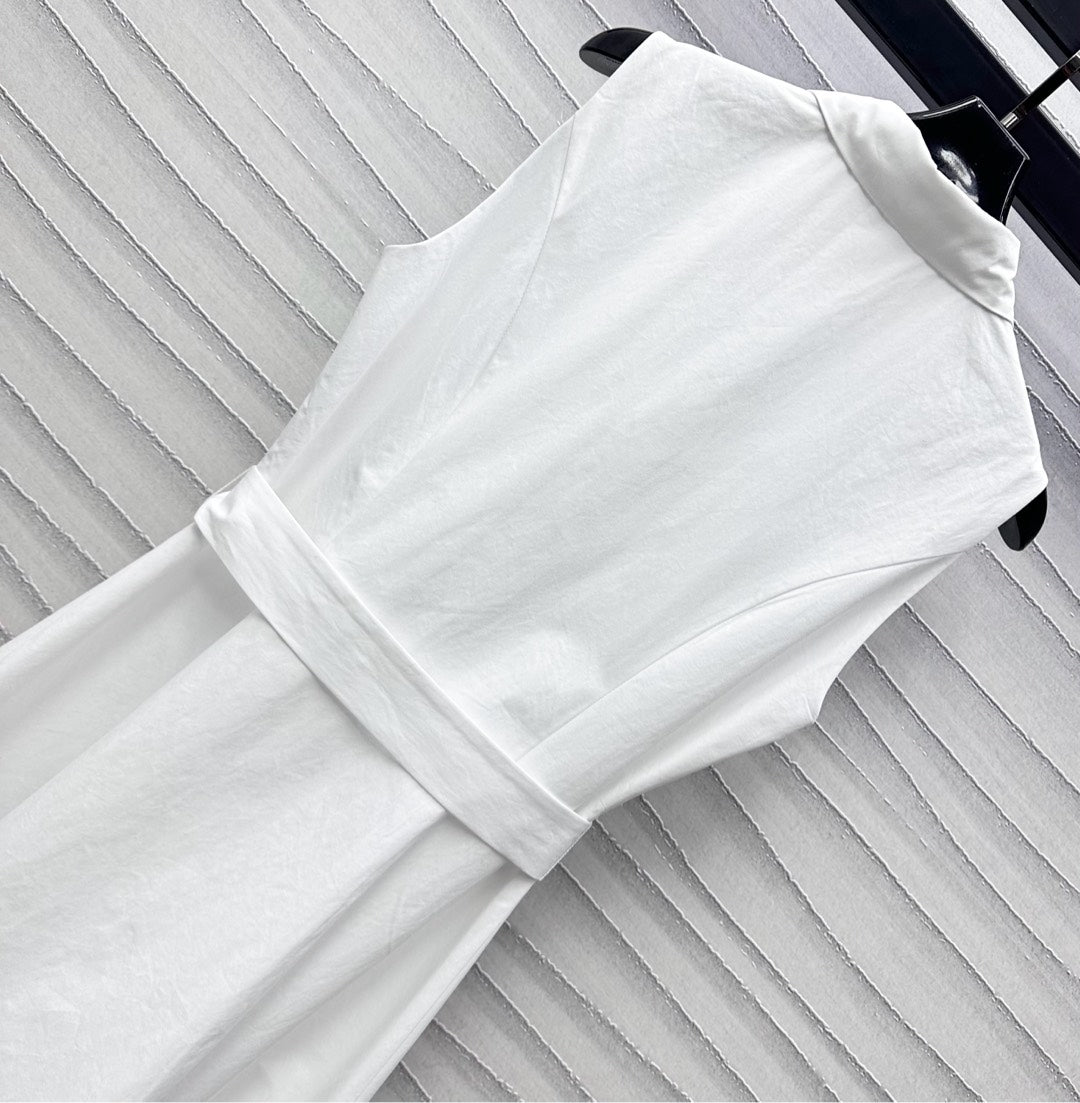 2025 New Arrivals Belt Sleeveless Shirt Dress