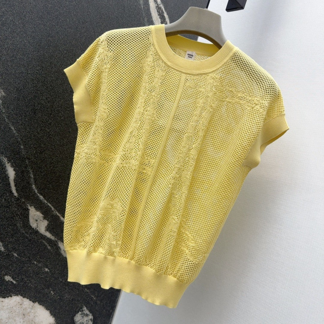 25 Jacquard hollow knitted top