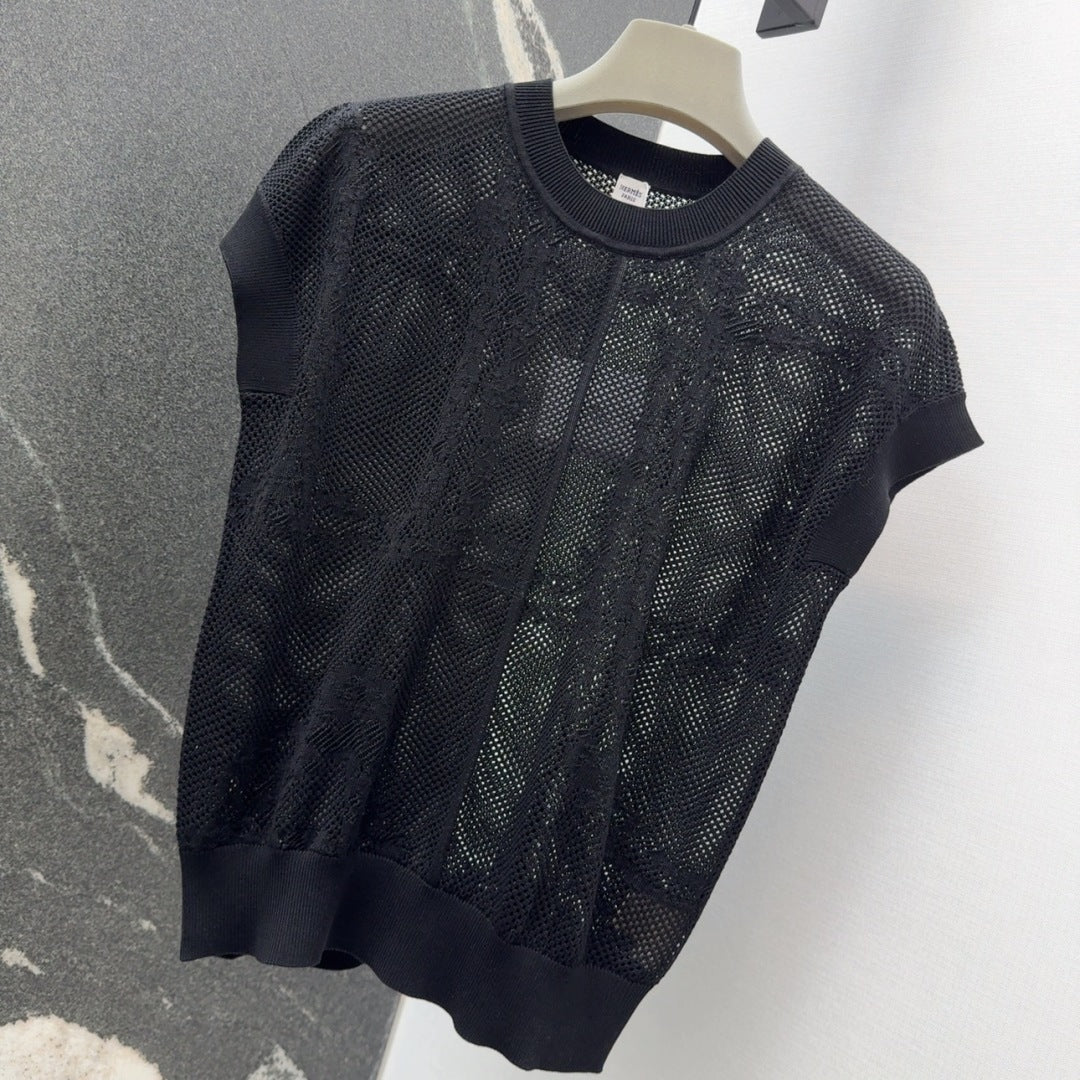 25 Jacquard hollow knitted top