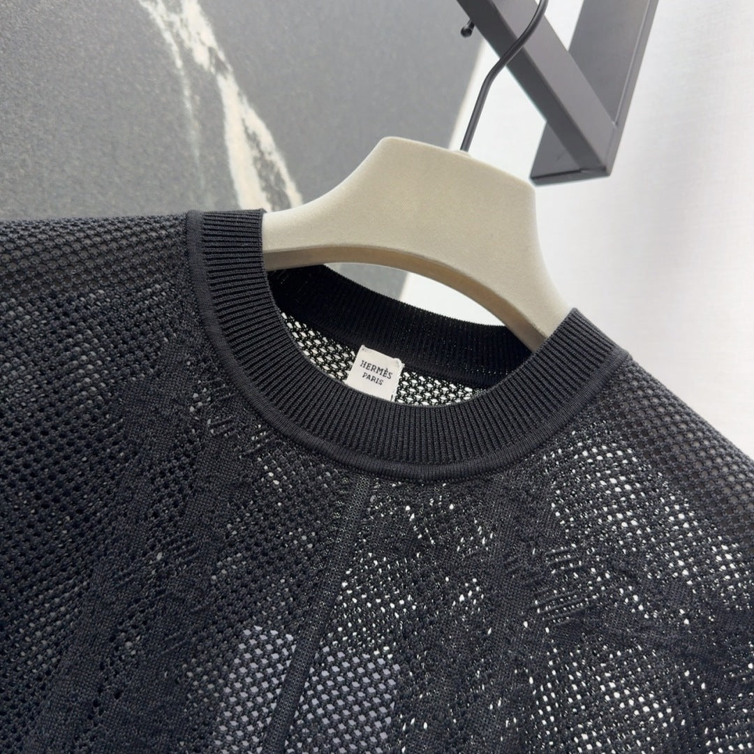 25 Jacquard hollow knitted top