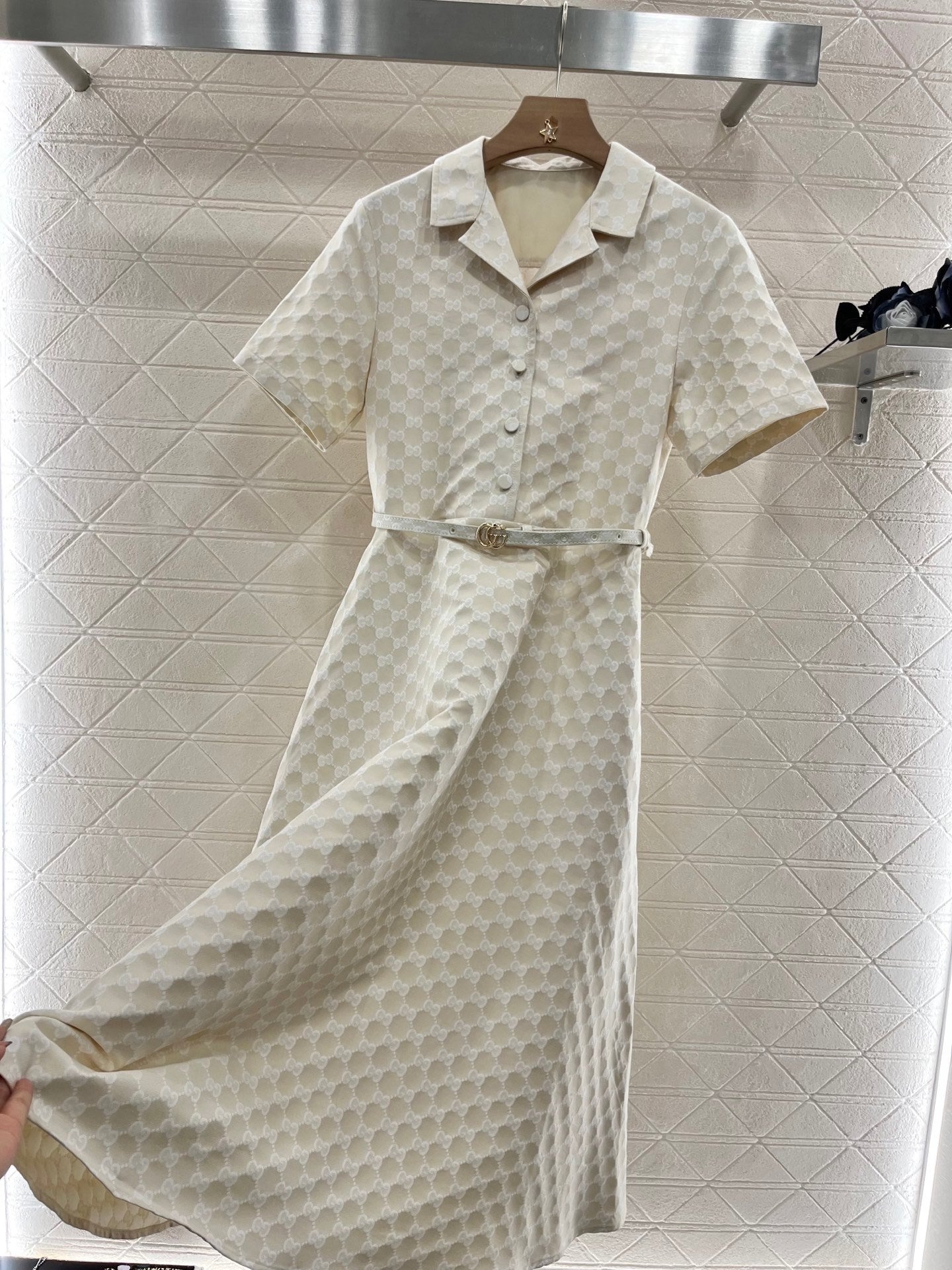 25 Jacquard waistband jumpsuit long skirt
