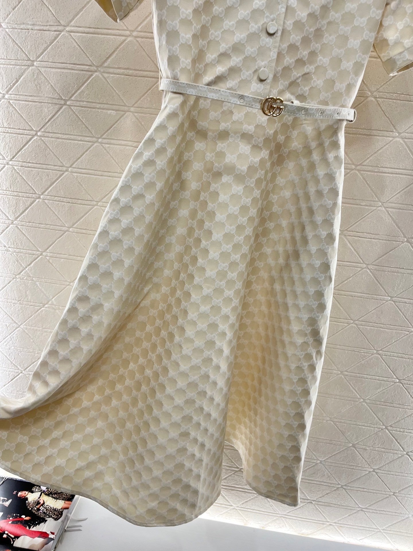 25 Jacquard waistband jumpsuit long skirt