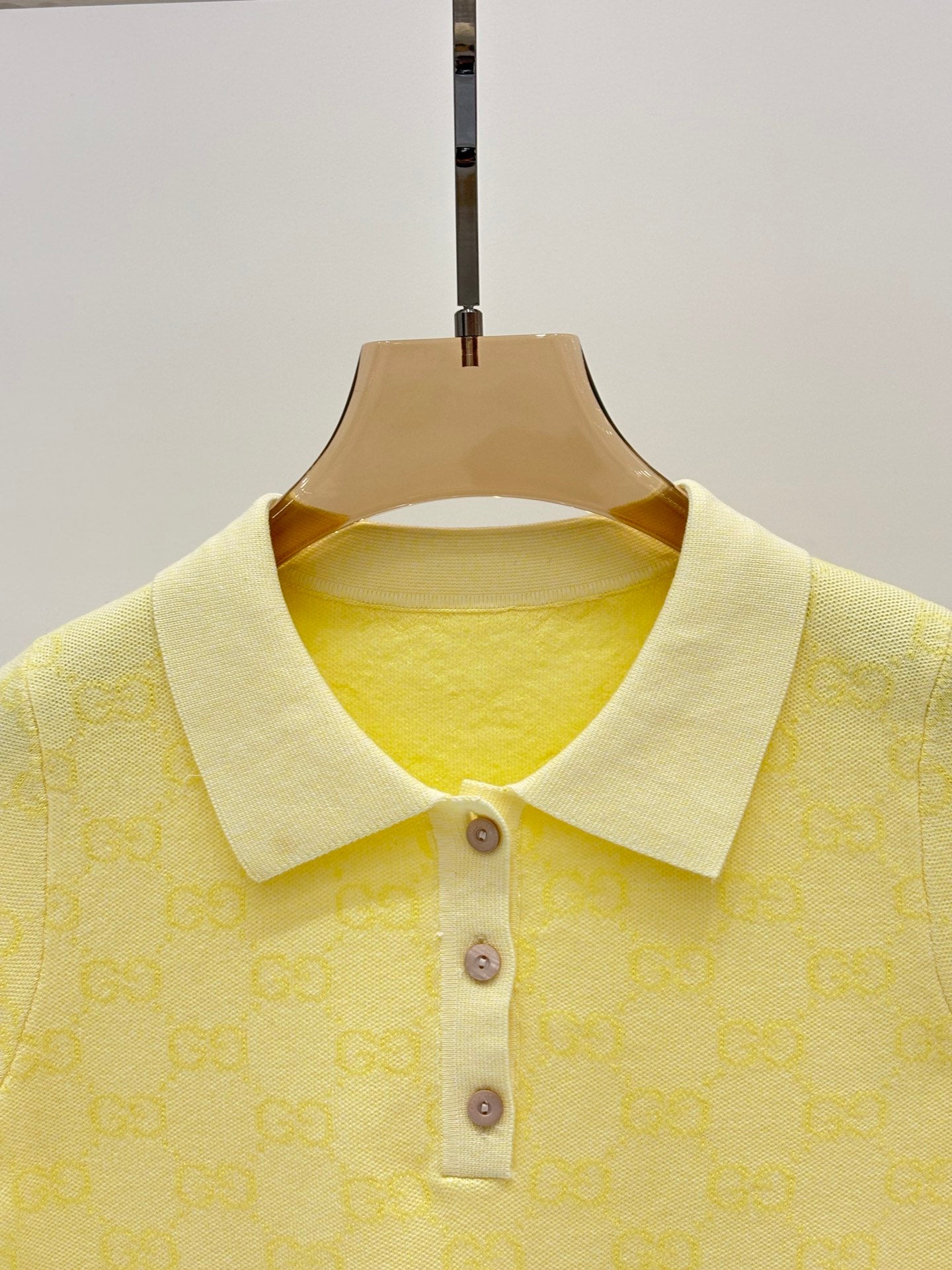 25 Early spring new lapel letter logo full print contrast color casual knitted short sleeves