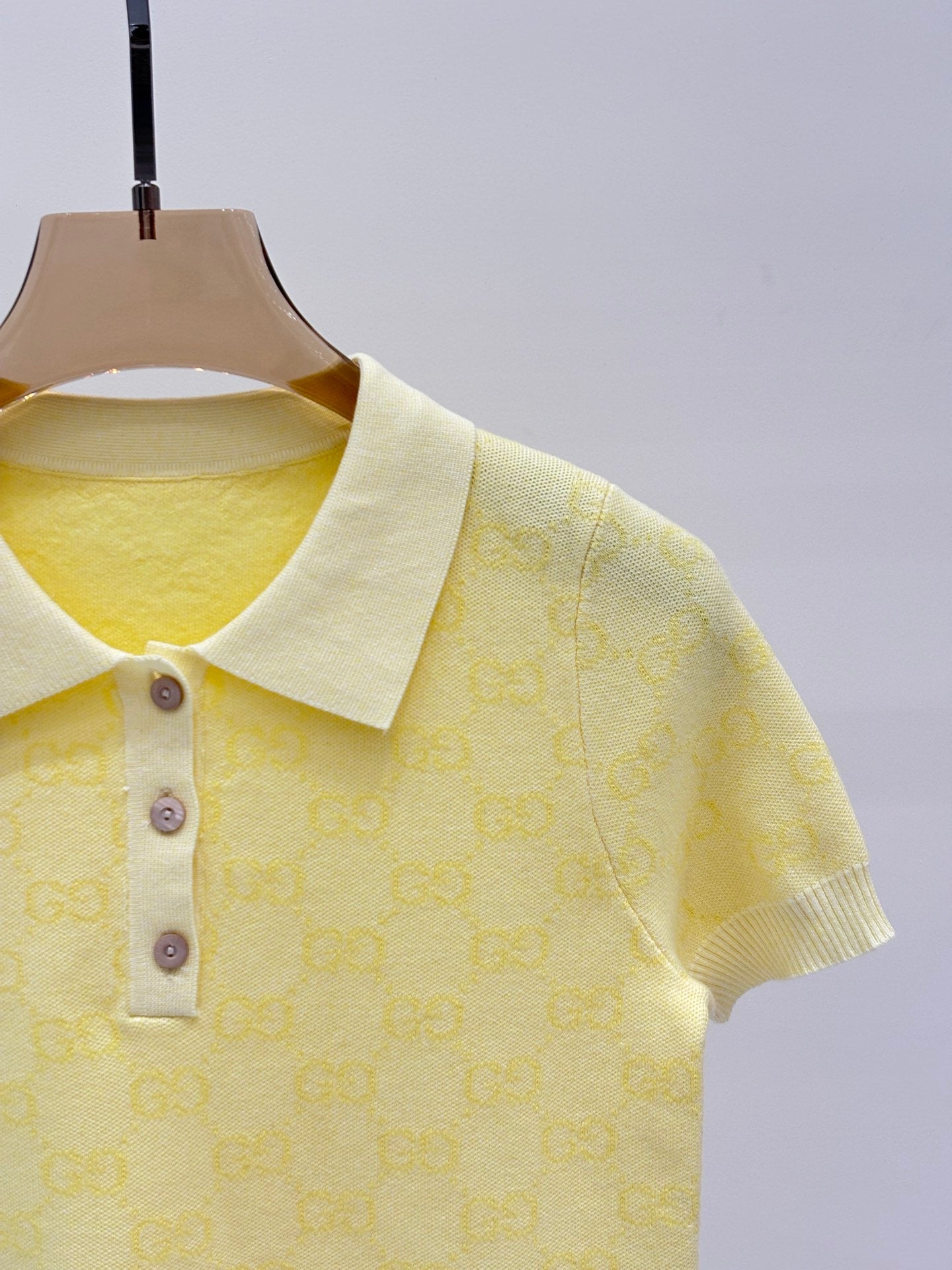 25 Early spring new lapel letter logo full print contrast color casual knitted short sleeves