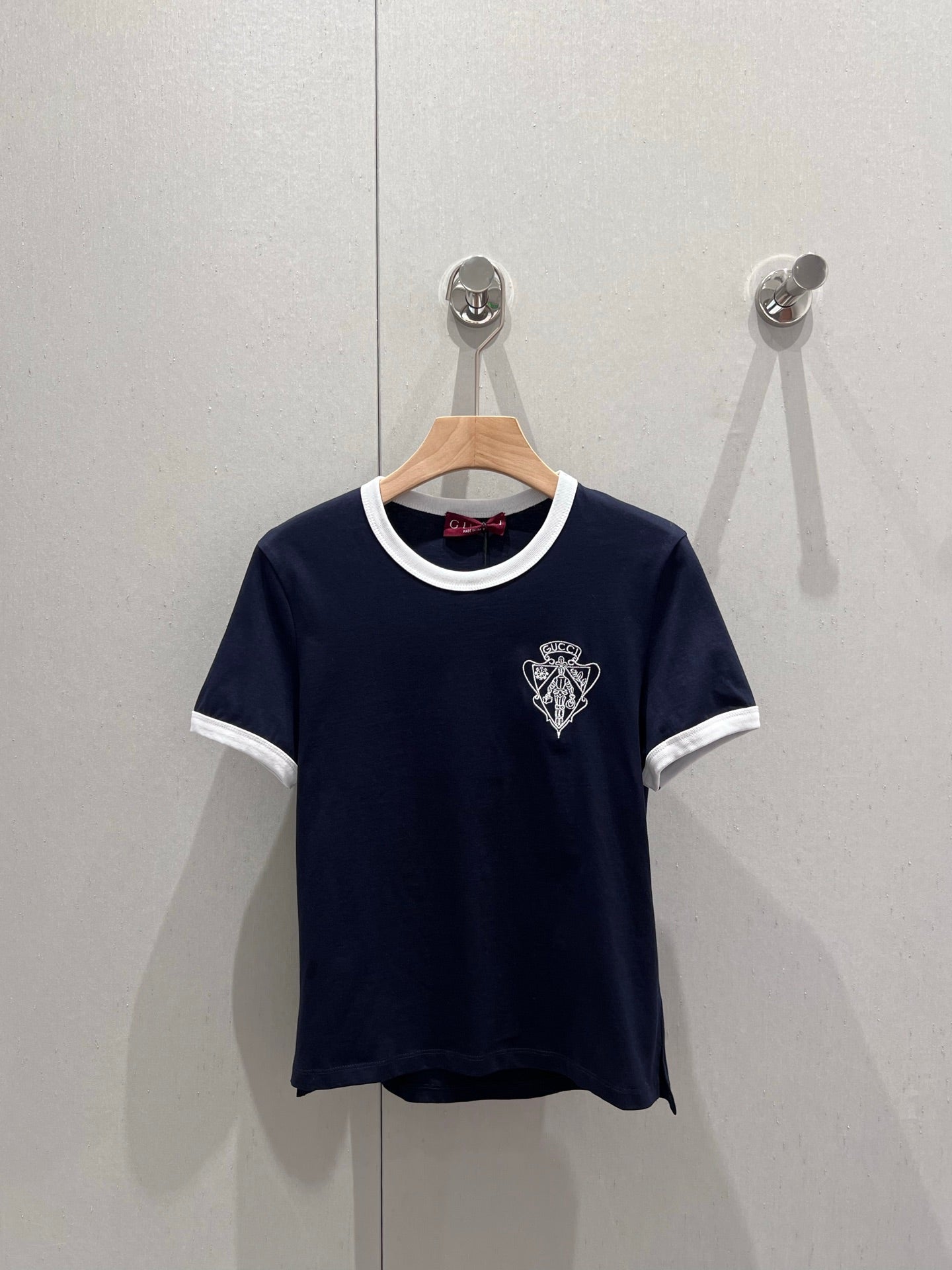 25Ss Spring and Summer New Style Spliced Threaded Round Neck Short Sleeve T-shirt