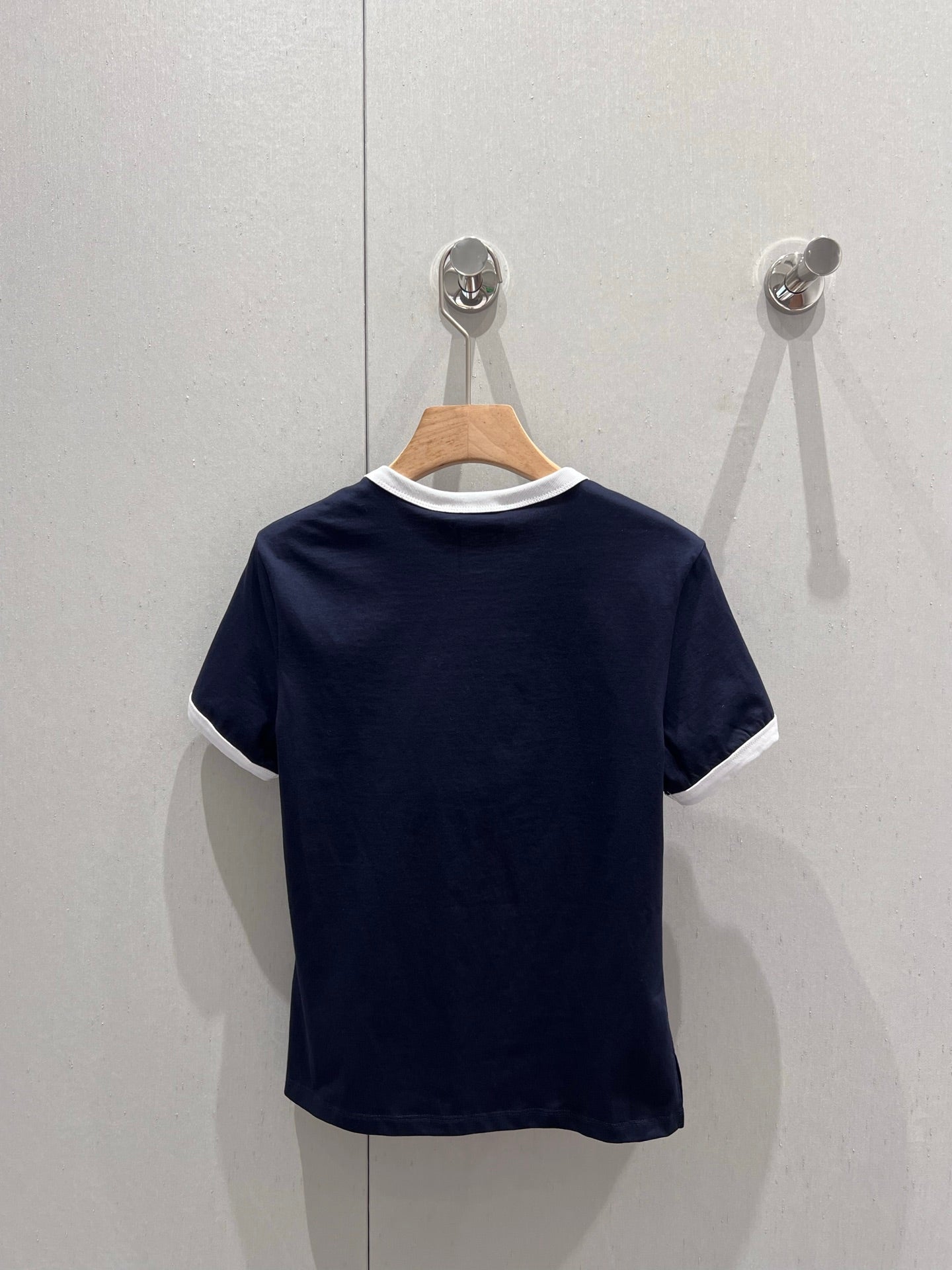 25Ss Spring and Summer New Style Spliced Threaded Round Neck Short Sleeve T-shirt