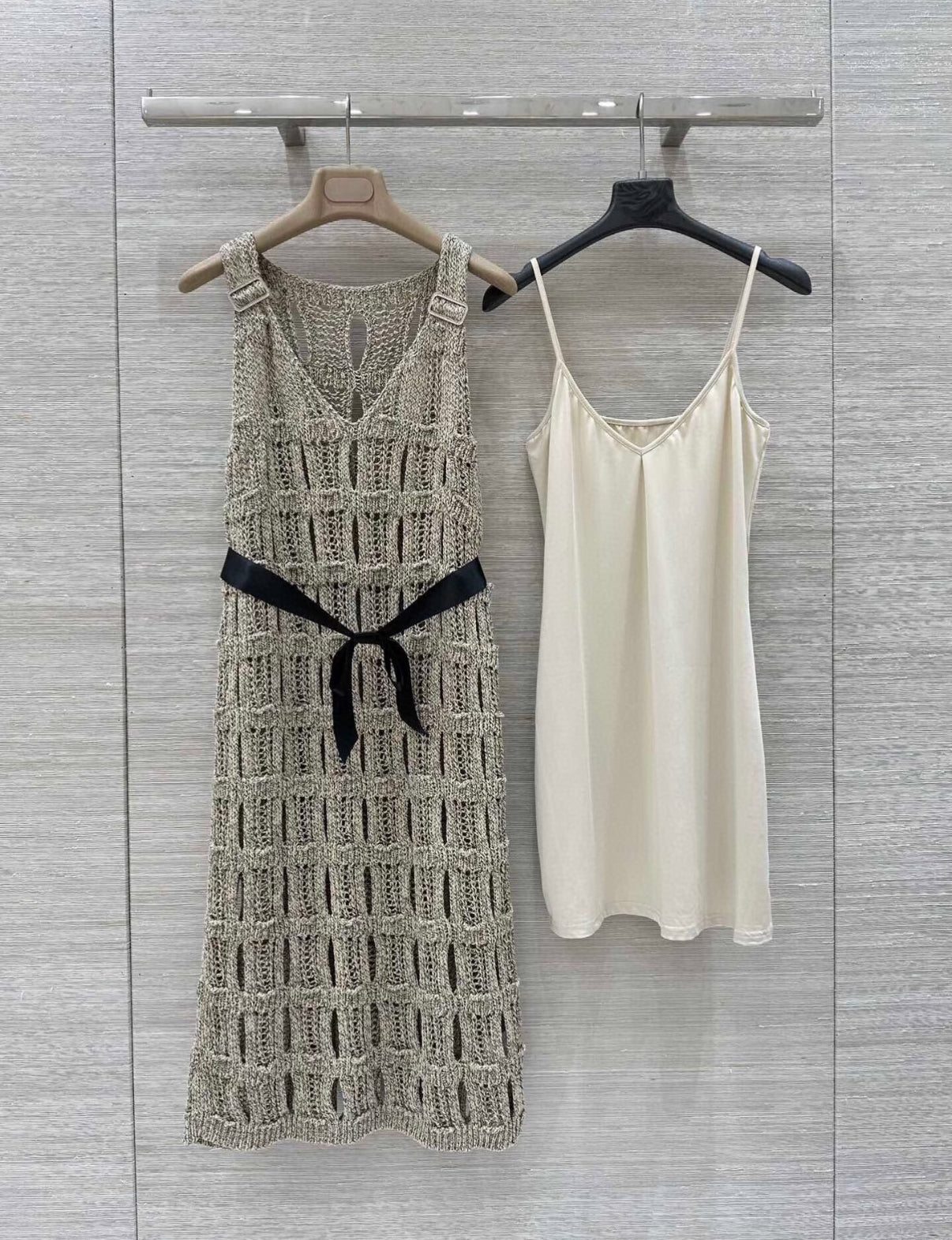 25 light pink knit cutout dress