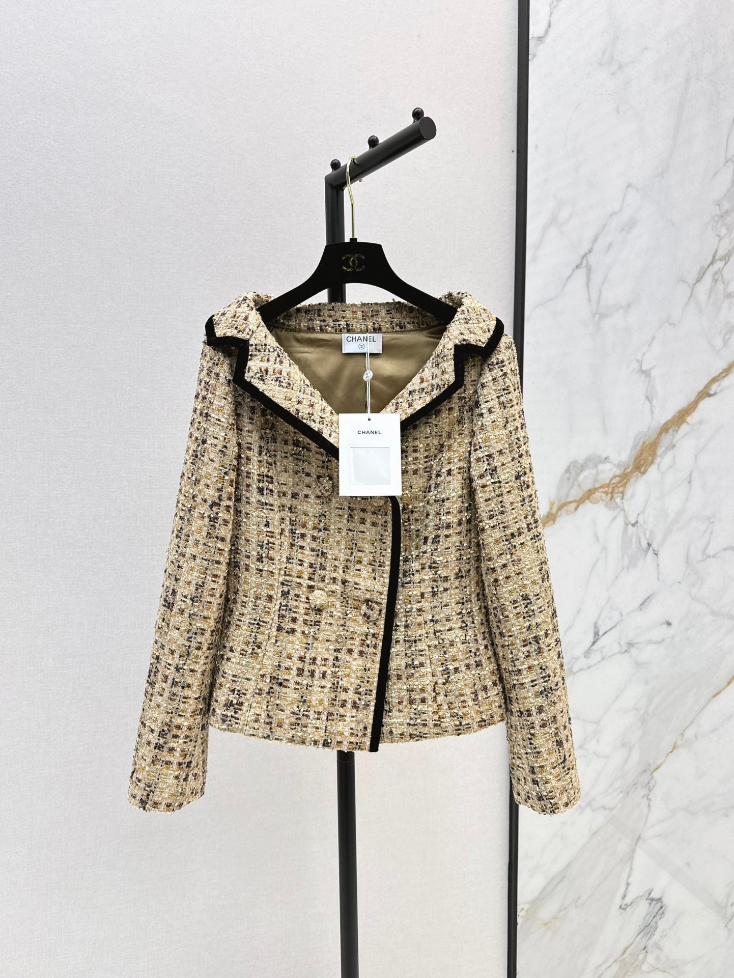 25SS Early Spring Latest One-shoulder Knitted Tweed Jacket