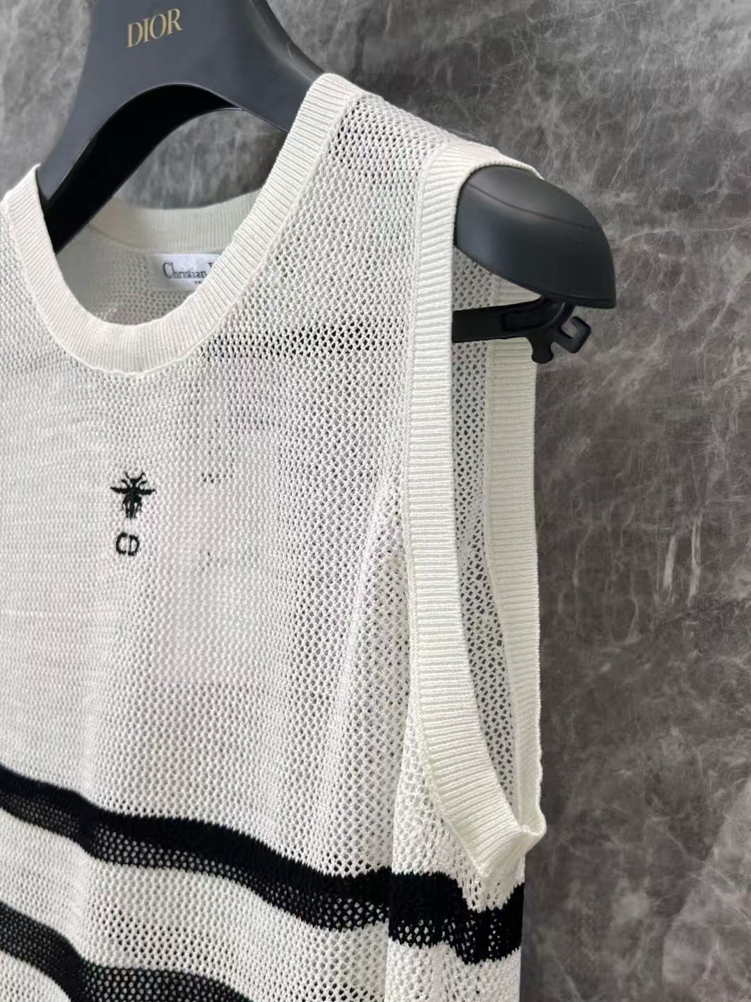 25SS Spring and Summer New Simple and Versatile Striped Knitted Hollow Vest