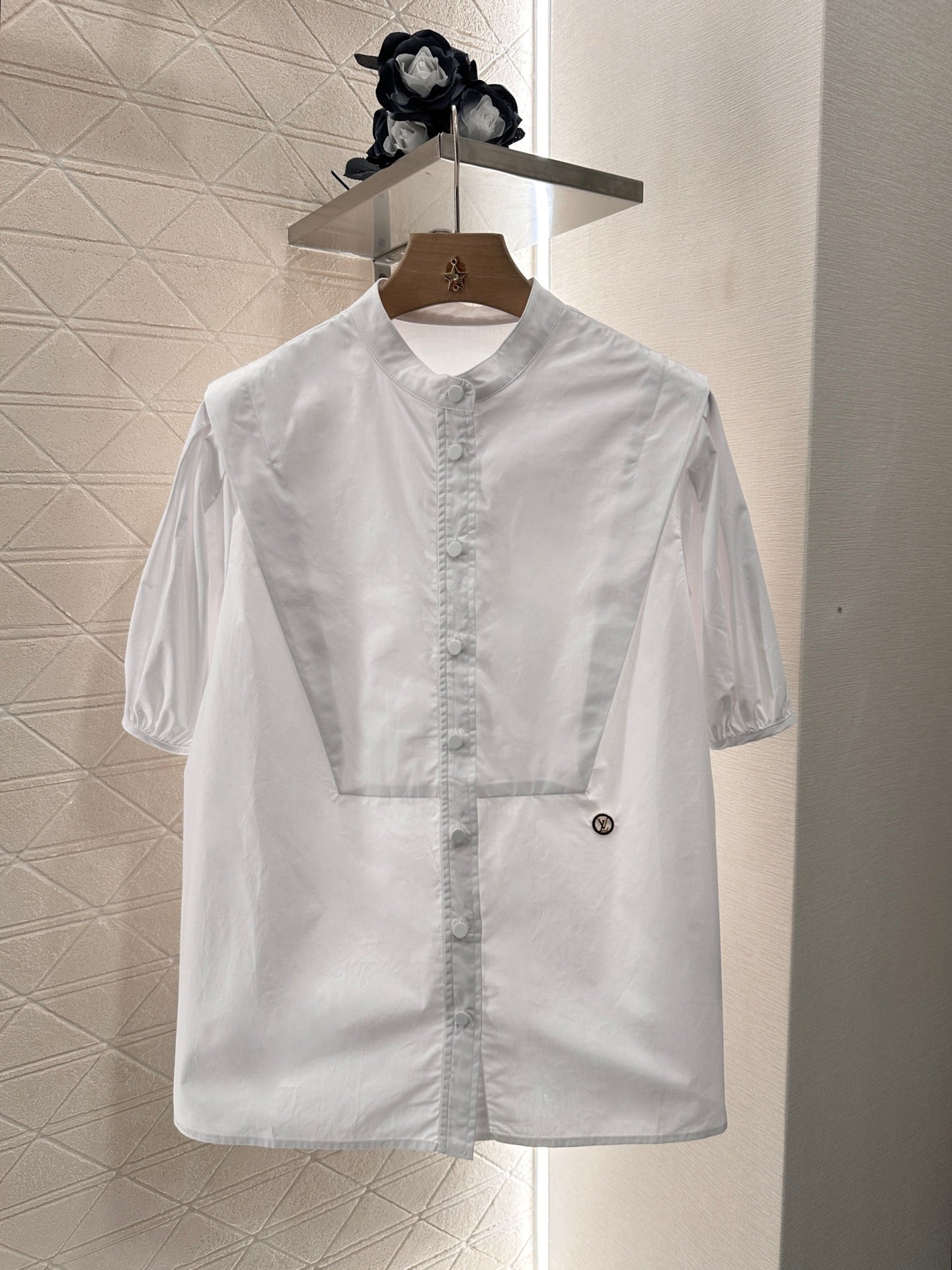 2025 Summer New Round Neck Puff Sleeve Shirt